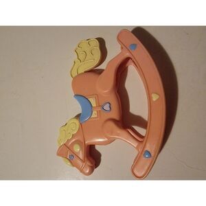 Vtg Barbie Doll Heart Family Cousin Nellie Pink Yellow Rocking Horse 5" x 6" Toy